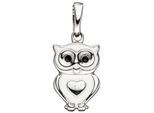 Kettenanhänger JOBO "Anhänger Kinderanhänger Eule 13 mm", silber (weiß), Schmuckanhänger, Mädchen, Silber 925 (Sterlingsilber), Kettenanhänger, 925 Silber rhodiniert