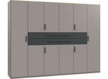 Drehtürenschrank WIMEX "Digit, erhältlich in den Breiten 180cm, 225cm oder 270cm", saharagrau, absetzung und griffe grafit, B:270cm H:208cm T:58cm, Holzwerkstoff, Schränke, Drehtürenschrank, Kleiderschrank inkl. zwei Schubkästen in zentraler Höhe