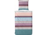 Bettwäsche PRIMERA "Heavy Stripe", bunt (petrol, bordeaux), B/L: 135cm x 200cm, 1 Stk., 1 Stk., Mako-Satin, B/L: 80cm x 80cm, 2 Stk., Mako-Satin, Obermaterial: 100% Baumwolle, Bettwäsche, Bettwäsche, mit modernen Streifen in frischen Farben