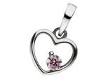 Kettenanhänger JOBO "Kleiner Anhänger Kinderanhänger Herz 8 mm", pink (rosa, rosa), Schmuckanhänger, Mädchen, Silber 925 (Sterlingsilber), Kettenanhänger, 925 Silber rhodiniert mit rosa Zirkonia