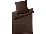 Bettwäsche YES FOR BED "Pure & Simple Uni in Gr. 135x200, 155x220 oder 200x200 cm", braun (dunkelbraun), B/L: 155cm x 200cm, 1 Stk., 1 Stk., Mako-Satin, B/L: 80cm x 80cm, 2 Stk., Mako-Satin, Obermaterial: 100% Baumwolle, Bettwäsche, Bettwäsche, Bettwäsche aus Baumwolle, zeitlose Bettwäsche mit seidigem Glanz