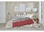 Bettwäsche PRIMERA "Feinbiber-Bettwäsche", bunt (rot, grau), B/L: 155cm x 220cm, 1 Stk., 1 Stk., Feinbiber, B/L: 80cm x 80cm, 2 Stk., Feinbiber, Obermaterial: 100% Baumwolle, Bettwäsche, Bettwäsche, samtweich und natürlich aus reiner Baumwolle