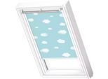 Verdunklungsrollo VELUX "DKL 4660SWL", kids blauer himmel, weiß, M10, stufenlos positionierbar, Polyester, Rollos, Verdunklungsrollo, weiße Führungsschienen & Griffleiste