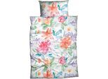 Bettwäsche CASATEX "Florina", bunt (multicolor), B/L: 155cm x 220cm, 1 Stk., 1 Stk., Satin, B/L: 80cm x 80cm, 2 Stk., Satin, Obermaterial: 100% Baumwolle, Bettwäsche, Bettwäsche, farbenfrohes Blütendesign