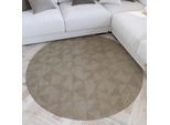 Wollteppich WECON HOME "Hamptons THIRTYSEVEN", beige (sand beige), H:15mm Ø:200cm, Schurwolle, Teppiche, Schurwolle, Kurzflor, Wohnzimmer, elegant, geometrisches Muster