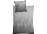 Bettwäsche KLEINE WOLKE "Jamiro", grau, B/L: 135cm x 200cm, 1 Stk., 1 Stk., Mako-Satin, B/L: 80cm x 80cm, 2 Stk., Mako-Satin, Obermaterial: 100% Baumwolle, Bettwäsche, Bettwäsche, mit Blättern