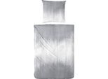 Bettwäsche PRIMERA "Mako-Satin-Bettwäsche Ebbe & Flut", grau (weiß, grau), B/L: 135cm x 200cm, 1 Stk., 1 Stk., Mako-Satin, B/L: 80cm x 80cm, 2 Stk., Mako-Satin, Obermaterial: 100% Baumwolle, Bettwäsche, Bettwäsche, mit einem zartblauen Muster