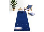 Wollteppich CARPETFINE "Gabbeh Uni, auch als Läufer und Rund erhältlich", blau, B:60cm H:15mm L:180cm, Wolle, Teppiche, reine Wolle, handgewebt, Gabbeh Loom Tiermotiv, große Farbauswahl