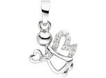 Kettenanhänger JOBO "Anhänger Kinderanhänger Engel Schutzengel", silber (silber 925, weiß), Schmuckanhänger, Mädchen, Silber 925 (Sterlingsilber), Kettenanhänger, 925 Silber rhodiniert mit 12 Zirkonia