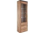 Vitrine OTTO HOME "Larona, zeitlose Glasvitirne, Hochschrank Höhe 205,6 cm", braun (satinnussbaumfarben, schwarzwood), B:65cm H:205,6cm T:37cm, Schränke, Vitrine, Stauraumvitrine mit dekorativer Rahmenoptik