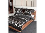 Bettwäsche JANINE "Riback", braun (dunkelbraun), B/L: 135cm x 200cm, 1 Stk., 1 Stk., Mako-Satin, B/L: 80cm x 80cm, 2 Stk., Mako-Satin, Obermaterial: 100% Baumwolle, Bettwäsche, Bettwäsche, mit in Streifen angeordneten Ringen
