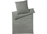 Bettwäsche YES FOR BED "Pure & Simple Uni in Gr. 135x200, 155x220 oder 200x200 cm", grau (graphit), B/L: 200cm x 200cm, 1 Stk., 2 Stk., Mako-Satin, B/L: 80cm x 80cm & 80cm x 80cm, 3 Stk., Mako-Satin, Obermaterial: 100% Baumwolle, Bettwäsche, Bettwäsche, Bettwäsche aus Baumwolle, zeitlose Bettwäsche mit seidigem Glanz