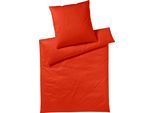 Bettwäsche YES FOR BED "Pure & Simple Uni in Gr. 135x200, 155x220 oder 200x200 cm", rot (chili), B/L: 200cm x 220cm, 1 Stk., 2 Stk., Mako-Satin, B/L: 80cm x 80cm & 80cm x 80cm, 3 Stk., Mako-Satin, Obermaterial: 100% Baumwolle, Bettwäsche, Bettwäsche, Bettwäsche aus Baumwolle, zeitlose Bettwäsche mit seidigem Glanz