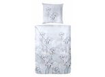Bettwäsche PRIMERA "Dafne", grau (silbergrau), B/L: 155cm x 220cm, 1 Stk., 1 Stk., Mako-Satin, B/L: 80cm x 80cm, 2 Stk., Mako-Satin, Obermaterial: 100% Baumwolle, Bettwäsche, Bettwäsche, mit filigranen Blumen