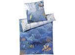 Bettwäsche ELEGANTE "Fairytale", blau (nachtblau camel), B/L: 155cm x 220cm, 1 Stk., 1 Stk., Mako-Satin, B/L: 80cm x 80cm, 2 Stk., Mako-Satin, Obermaterial: 100% Baumwolle, Bettwäsche, Bettwäsche, angenehmes Hautgefühl