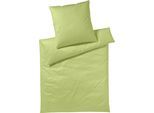 Bettwäsche YES FOR BED "Pure & Simple Uni in Gr. 135x200, 155x220 oder 200x200 cm", gelb (gelb, grün), B/L: 155cm x 200cm, 1 Stk., 1 Stk., Mako-Satin, B/L: 80cm x 80cm, 2 Stk., Mako-Satin, Obermaterial: 100% Baumwolle, Bettwäsche, Bettwäsche, Bettwäsche aus Baumwolle, zeitlose Bettwäsche mit seidigem Glanz