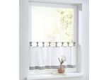 Scheibengardine KUTTI "Cottage Panneau" Gr. 2, grau (grau,weiß), B:120cm H:50cm, Baumwolle, Gardinen, Kurzgardine Karo, Baumwolle, Schlaufen