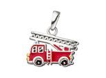 Kettenanhänger JOBO "Anhänger Kinderanhänger Feuerwehr 11 mm", rot, Schmuckanhänger, Mädchen, Silber 925 (Sterlingsilber), Kettenanhänger, 925 Silber rhodiniert