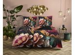 Wendebettwäsche DESCANSO "Straizo", anthrazit, B/L: 200cm x 200cm, 1 Stk., 2 Stk., Renforcé, B/L: 80cm x 80cm & 80cm x 80cm, 3 Stk., Renforcé, Obermaterial: 100% Baumwolle, Bettwäsche, Wendebettwäsche, Satin, Reißverschluss, Paspel, Biese, Wende, Luxe, Blume, Anthrazit