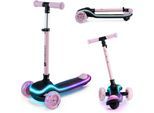 Tretroller KINDERKRAFT "RAKET", rosa, Roller, KinderB:28cm, für Kinder; mit Bremse und leuchtenden Vorderrädern, B:28cm