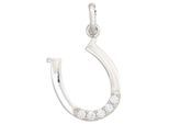 Kettenanhänger JOBO "Anhänger Hufeisen 17 mm", silber 925, weiß, Schmuckanhänger, Mädchen, Silber 925 (Sterlingsilber), Kettenanhänger, 925 Silber rhodiniert mit Zirkonia