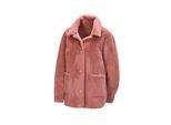 Kurzjacke GOLDNER "Kurzgröße Luxuriöse Fellimitatjacke", Damen, Gr. 24, rosa (rosenholz), Obermaterial: 100% Polyester PES., Sonstiges, Jacken Kurzjacke, Ohne