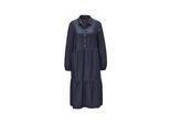 Midikleid GOLDNER "Kurzgröße Tencel-Kleid", Damen, Gr. 24, K-Gr, blau, Obermaterial: 100% Lyocell CLY., Gummibündchen, Kleider Midikleid, Ohne