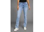 Bootcut-Jeans ARIZONA "Ultra-Stretch", Damen, Gr. 50, N-Gr, blau (bleached), Denim/Jeans, Obermaterial: 74% Baumwolle, 24% Polyester, 2% Elasthan, Basic, extraeng lang, Jeans, normale Passform, Baby-Bootcut, Used-Look-Waschung, Topseller
