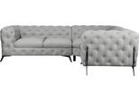 Chesterfield-Sofa HOME AFFAIRE "Amaury L-Form", silber, B:264cm H:75cm T:204cm, Struktur (100% Polyester);Samtoptik (100% Polyester), Sofas, Chesterfield-Sofa, moderne Chersterfield-Optik, Breite 262 cm, Fußfarbe wählbar