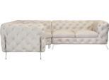 Chesterfield-Sofa HOME AFFAIRE "Amaury L-Form", beige, B:264cm H:75cm T:204cm, Struktur (100% Polyester);Samtoptik (100% Polyester), Sofas, Chesterfield-Sofa, moderne Chersterfield-Optik, Breite 262 cm, Fußfarbe wählbar