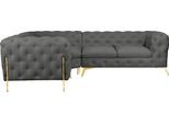 Chesterfield-Sofa HOME AFFAIRE "Amaury L-Form", grau, B:264cm H:75cm T:204cm, Struktur (100% Polyester);Samtoptik (100% Polyester), Sofas, Chesterfield-Sofa, moderne Chersterfield-Optik, Breite 262 cm, Fußfarbe wählbar