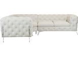 Chesterfield-Sofa HOME AFFAIRE "Amaury L-Form", beige, B:264cm H:75cm T:204cm, Struktur (100% Polyester);Samtoptik (100% Polyester), Sofas, Chesterfield-Sofa, moderne Chersterfield-Optik, Breite 262 cm, Fußfarbe wählbar