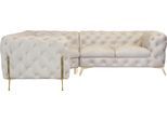Chesterfield-Sofa HOME AFFAIRE "Amaury L-Form", beige, B:264cm H:75cm T:204cm, Struktur (100% Polyester);Samtoptik (100% Polyester), Sofas, Chesterfield-Sofa, moderne Chersterfield-Optik, Breite 262 cm, Fußfarbe wählbar