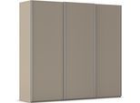 Kleiderschrank RAUCH "Schwebetürenschrank Schrank Garderobe Ankleide Schlafzimmer TARO", beige (fango, griffleisten alufarben), B:242cm H:223cm T:69cm, Holzwerkstoff, Schränke, Kleiderschrank, 4 Breiten, optional Passepartout mit/ohne Beleuchtung MADE IN GERMANY