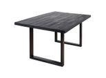 Boxxx Esstisch, Schwarz, Holz, Metall, Mangoholz, massiv, rechteckig, U-Form, 100x76x180 cm, Holzmöbel, Holztische, Esstische Holz