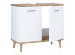 Mid.you Waschbeckenunterschrank VCM Landos, Weiß, Honigeiche, Kunststoff, 60x56x28 cm, stehend, Badezimmer, Badezimmerschränke, Waschbeckenunterschränke
