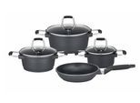 Topf-Set GSW "Scala", grau (schwarz), 1,8 l, Töpfe, Kochtopf-Set aus robustem Aluminium-Guss mit Antihaft-Versiegelung