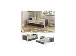VitaliSpa Kinderbett Einzelbett Juniorbett Jessica Weiß Grau 140x70 cm modern Kinderzimmer Bett Bettschublade Rausfallschutz
