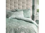 Wendebettwäsche LAURA ASHLEY "Parterre, aus Baumwoll-Satin", grün (sage), B/L: 200cm x 200cm, 1 Stk., 2 Stk., Satin, B/L: 50cm x 75cm & 50cm x 75cm, 3 tlg., Satin, Obermaterial: 100% Baumwolle, Bettwäsche, Wendebettwäsche, mit floralem Muster, inkl 2 Kissenbezüge