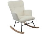 P & B Schaukelstuhl, Weiß, Textil, Kautschukholz, massiv, 62x90x52 cm, Wohnzimmer, Sessel, Polstersessel