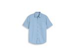 TOM TAILOR Herren Regular Fit Kurzarmhemd mit Waffelstruktur, blau, Uni, Gr. M