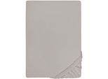 Spannbettlaken BIBERNA "Samy", grau (sturmgrau), 1 Stk., Jersey-Elasthan, 180-200x200-220 12cm, Jersey-Elasthan, Obermaterial: 95% Baumwolle, 5% Elasthan, Bettlaken, Spannbettlaken, hochwertiges Jersey-Elasthan für Topper geeignet