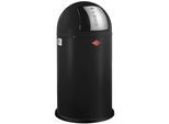 Mülleimer WESCO "Pushboy", schwarz (mattschwarz), B:40cm H:75,5cm T:40cm, Stahlblech, Mülleimer, Mülleimer, Abfallsammler, 50 Liter