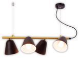 NÄVE Pendelleuchte "Triton", schwarz, 4, Ø 13cm H: 126cm, 1 Stk., Leuchten, 4er, Schirme außen schwarz innen weiß, Stange gold, E14. max. 40W, Pendelleuchte