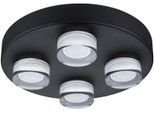PAULMANN LED Deckenleuchte "Selection Bathroom Wand-/Deckenleuchte Kame IP44 Signalschwarz 4er", schwarz, 4, Ø 25cm H: 6cm, 1 Stk., Leuchten, LED Deckenleuchte