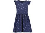 Jerseykleid BLUE SEVEN, Mädchen, Gr. 104, N-Gr, dk blau, Jersey, Obermaterial: 100% Baumwolle, bedruckt, geblümt, Basic knieumspielend, Rundhals, Flügelärmel, Kleider Jerseykleid