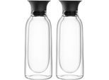 Menage-Set LEONARDO "Essig- und Ölflasche DUO, 2er Set", schwarz (schwarz, transparent), B:6cm H:17cm Ø:6cm, Menage-Sets, Menage-Set, aus doppelwandigem Glas mit Silikondeckel