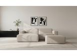 Ecksofa INOSIGN "Koa,228cm, L-Form, Modulsofa, Webstoff, Cord, Struktur, Chenille", beige (sand), B:228cm H:88cm T:159cm, 100% Polyester, Sofas, Ecksofa, Designsofa, Set, Hocker inklusive, weicher Lounge-Sitzkomfort