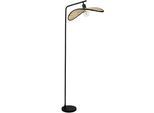 EGLO Stehlampe "Marywell Stehleuchte, Wohnzimmerlampe aus Bambus und Metall, Lampe", schwarz, 1, H: 159,5cm, 1 Stk., Leuchten, Stehleuchte - L55,5 x B34,5 x H159,5 cm - schwarz - 1X40W exkl., Stehlampe