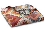Wohndecke BIEDERLACK "Nomad", orange (ecru, orange), B:150cm L:200cm, Baumwolle, Polyacryl, Polyester, Wohndecken, Wohndecke, mit geketteltem Zierstich, Kuscheldecke